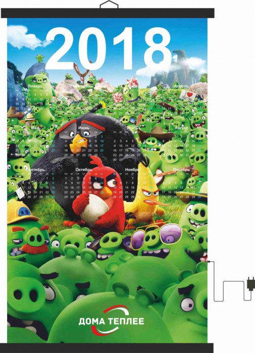 Настенный пленочный обогреватель серия календари "Angry Birds"